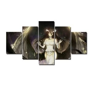 Overlord Demon Woman Albedo 5 Panel Wall Canvas Painting Decorations Living Room A0003